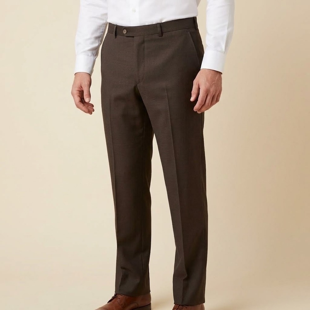 JB Britches 750TO Torino Dress Trousers Men 38R Dark Brown Worsted Wool EUC